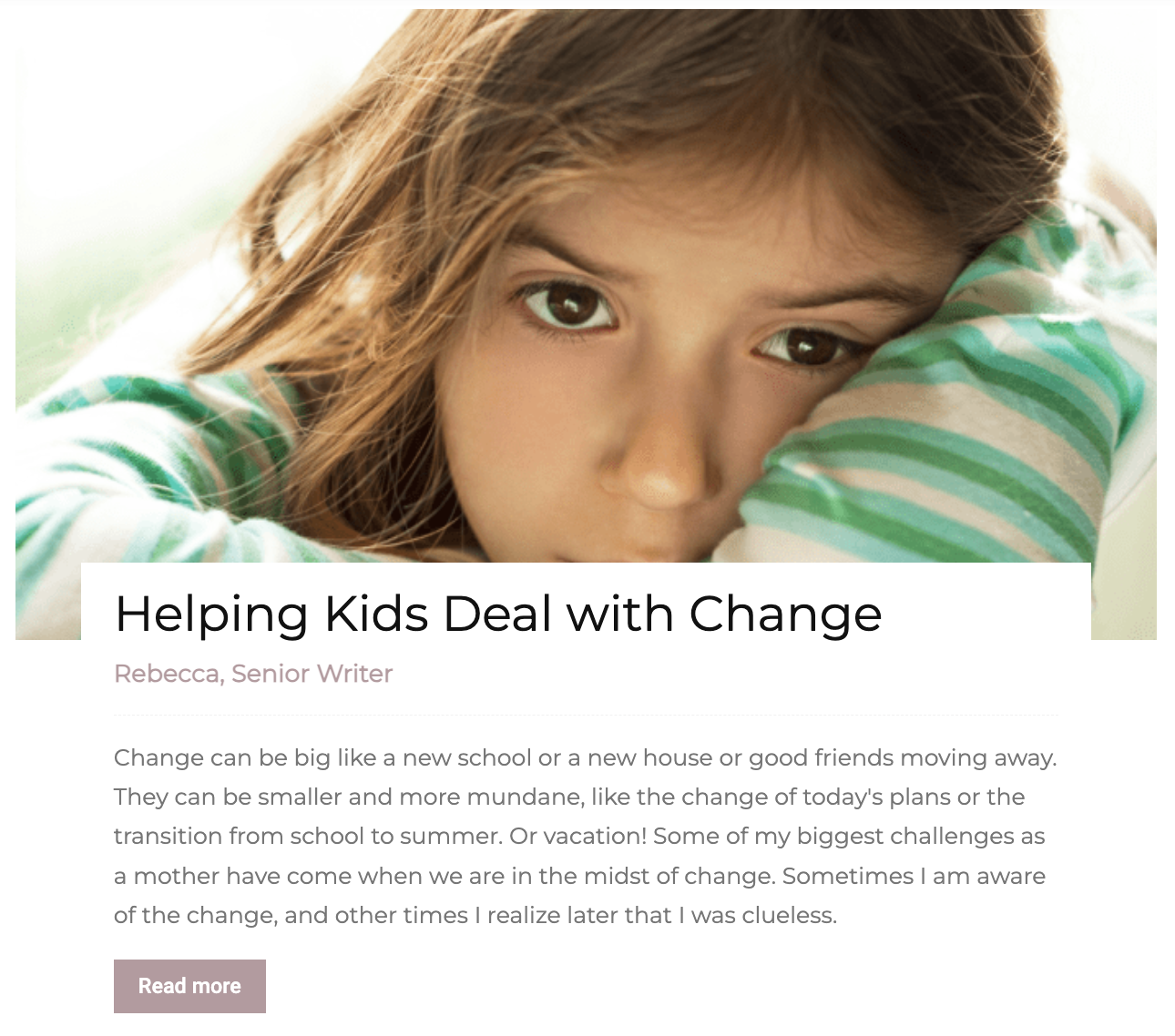 Helping Kids Deal With Change Article