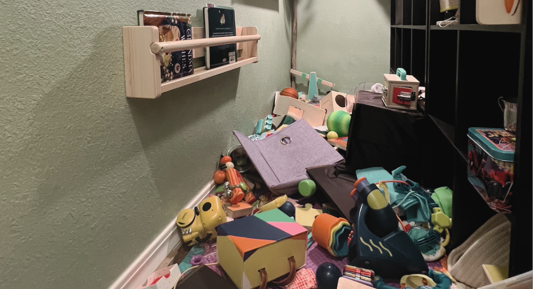 cluttered toy room